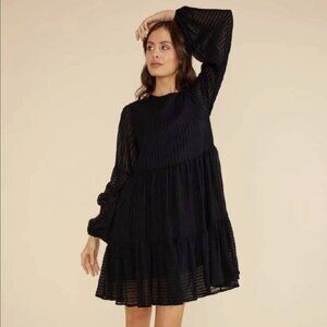 EUC MINKPINK Lylah Long Sleeve Dress in Black, Relaxed Fit, Size Large